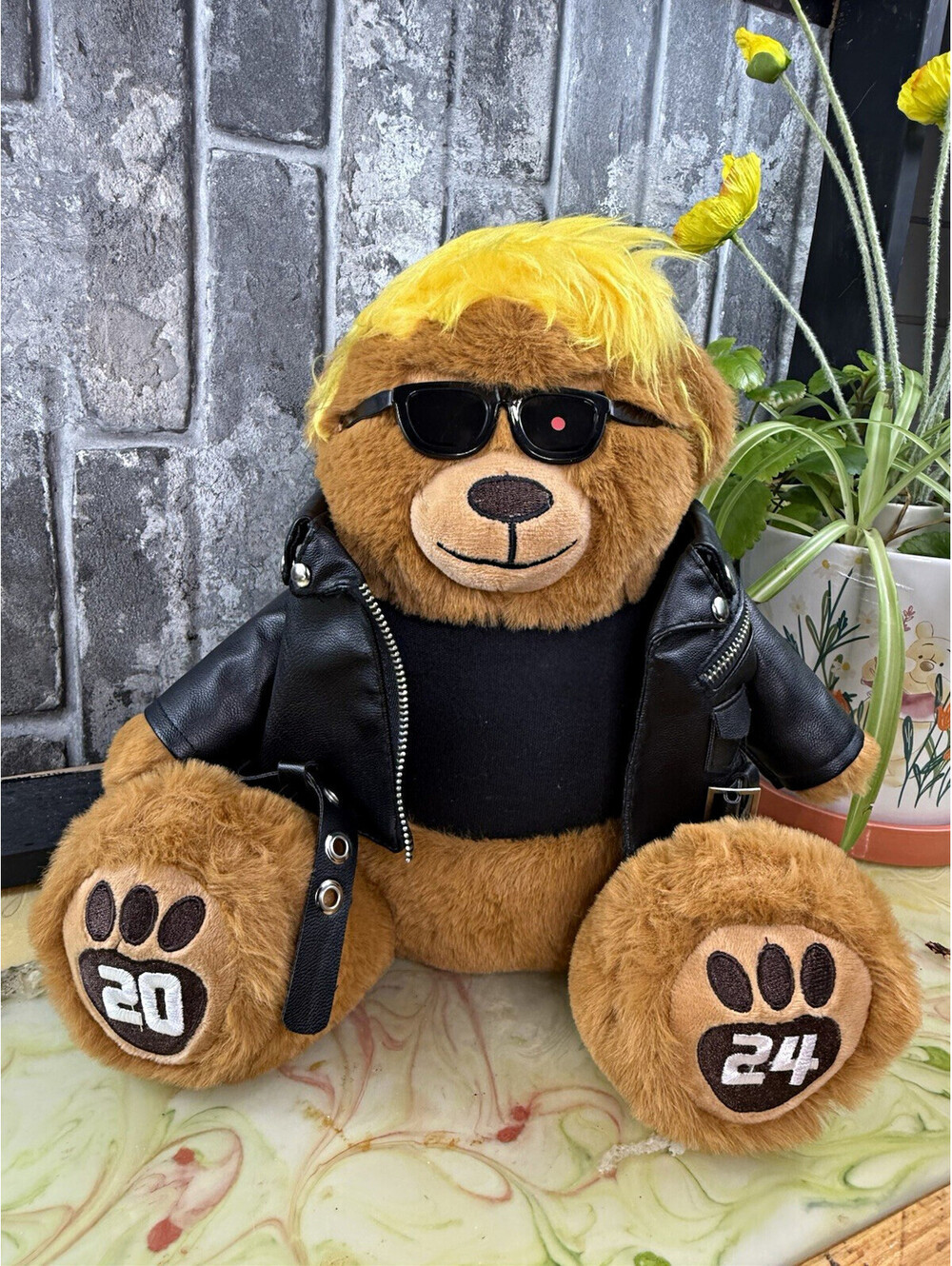 Trumpinator Trump Teddy Bear Plush 2023 Proud Patriots Jacket Sunglasses